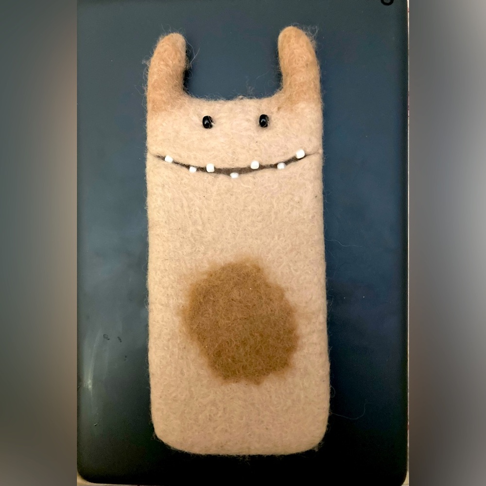 Hand Felted Wool Crazy Creature Phone Case